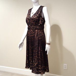 Alfani Silk Leopard Print Sleeveless Midi Dress Size 8
